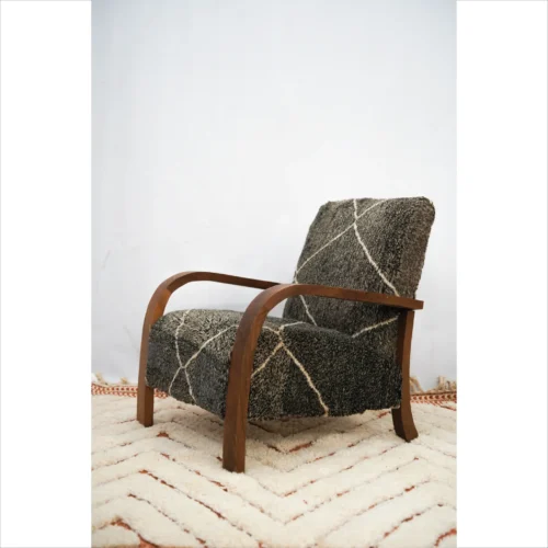 Moroccan Wool Armchair with Diamond Pattern