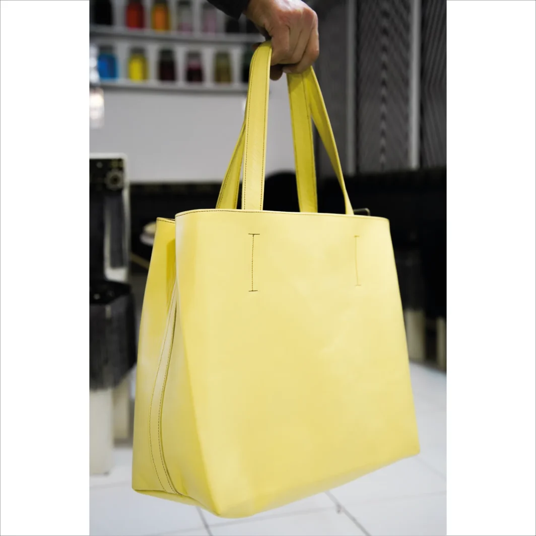 Elegante gelbe Tote Bag aus Leder