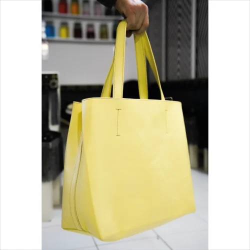 Elegant Yellow Leather Tote Bag