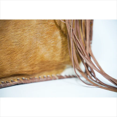 Handcrafted Cowhide Leather Tote with Decorative Fringes