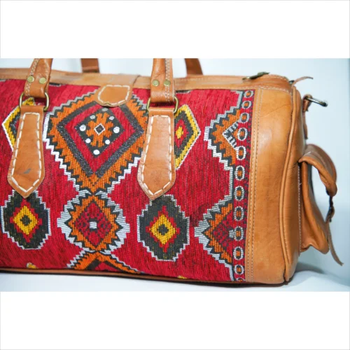 Sac de voyage en cuir Kilim fabriqué à la main