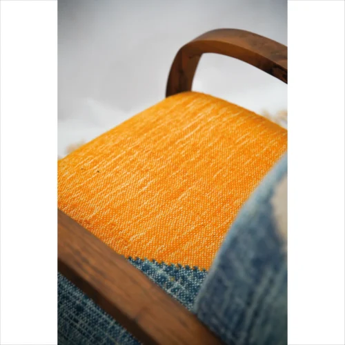 Sillón artesanal marroquí de kilim y lana - Armonía naranja y azul