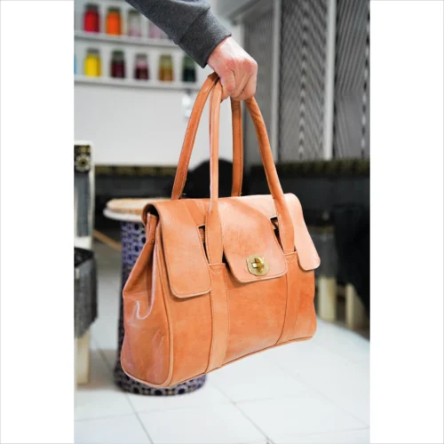 Elegant Handcrafted Tan Leather Tote Bag