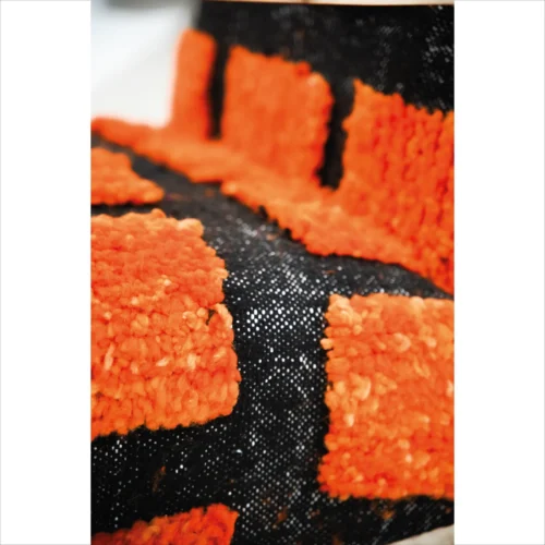 Orange and Black Checkerboard Handmade Armchair
