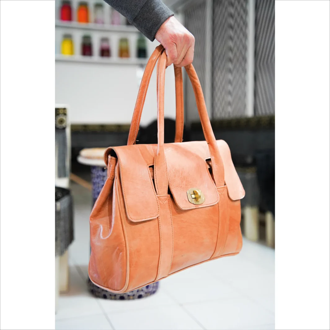 Elegante handgefertigte Tan Leder Tote Bag