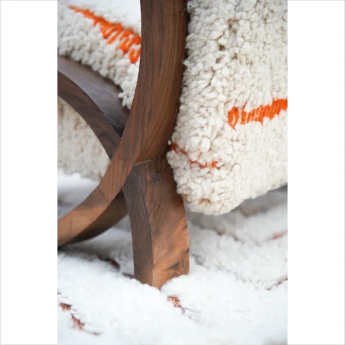 Handcrafted Wool Berber Chair with Orange Accents