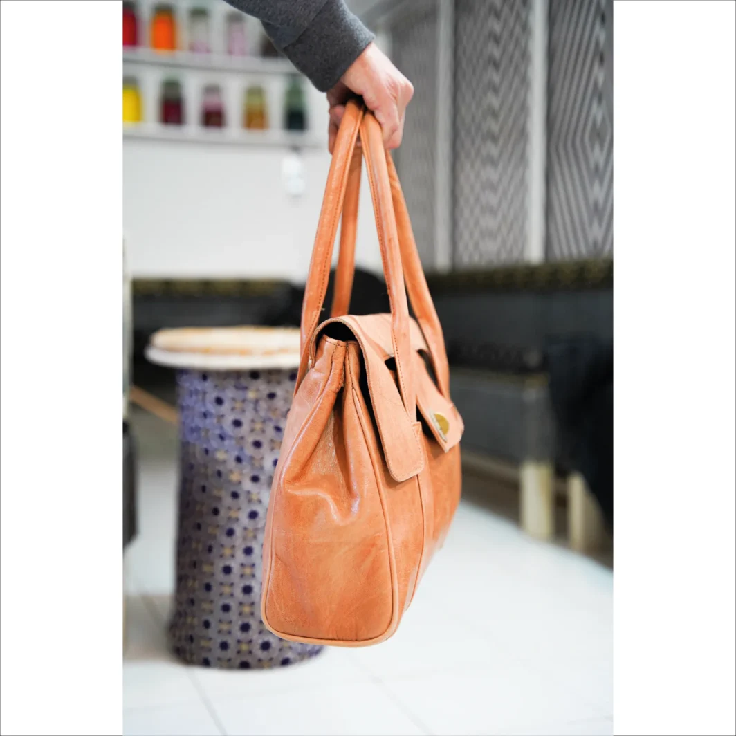 Elegante handgefertigte Tan Leder Tote Bag