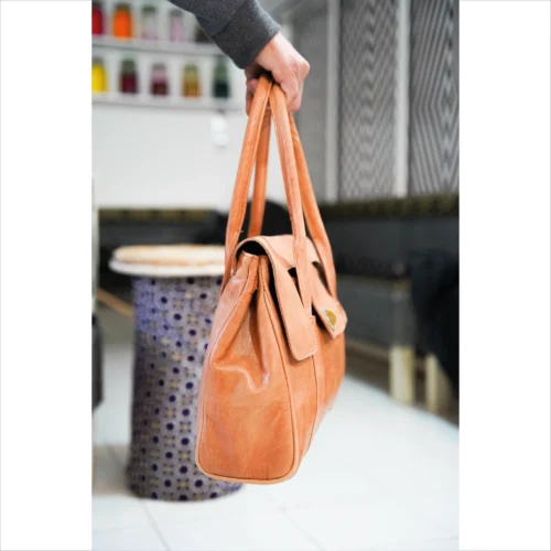 Elegante handgefertigte Tan Leder Tote Bag