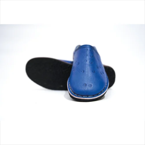 Handcrafted Moroccan Leather Babouches – Bold Blue Sophistication