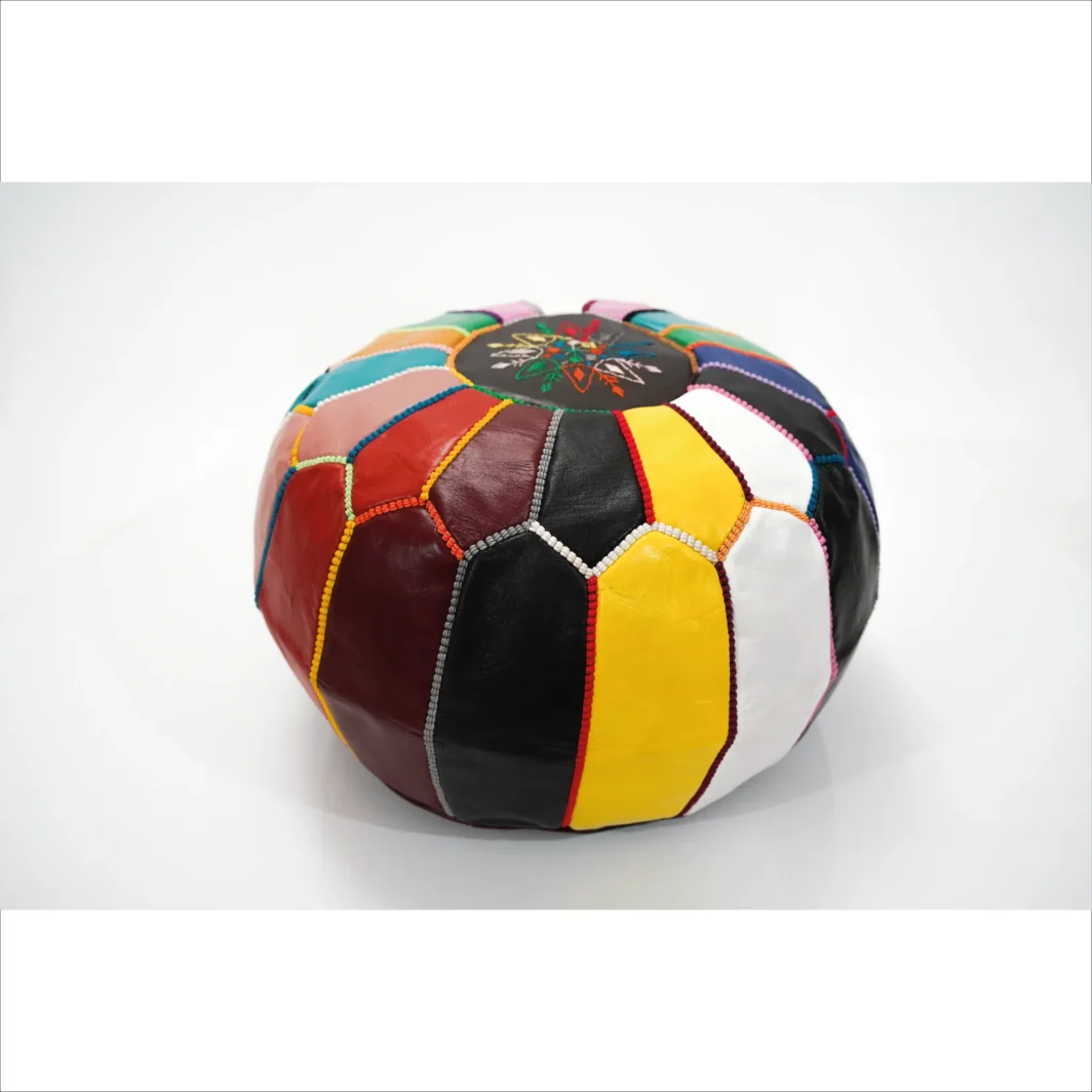 Pouf in pelle marocchina multicolore