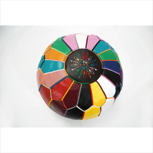 Multicolor Moroccan Leather Pouf