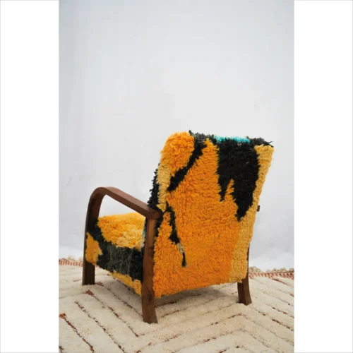 Vivid Yellow and Turquoise Handwoven Armchair
