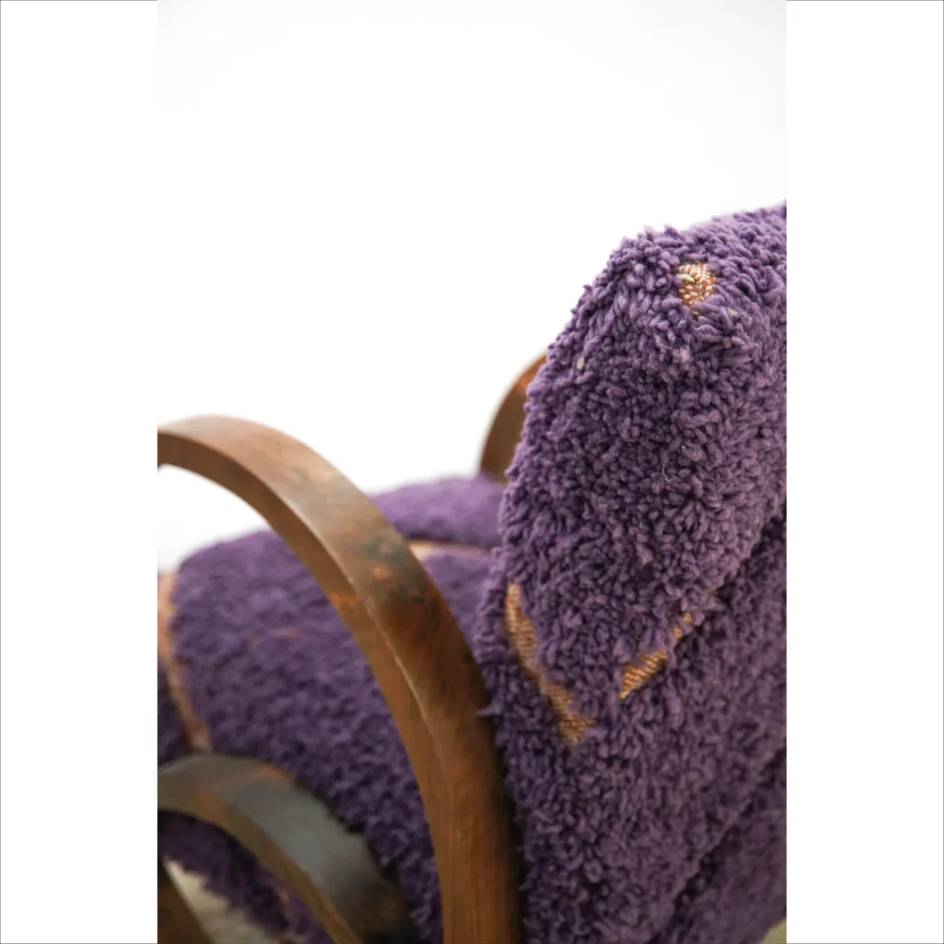 Silla de salón marroquí Vintage Purple Boucle - Comodidad y estilo hechos a mano