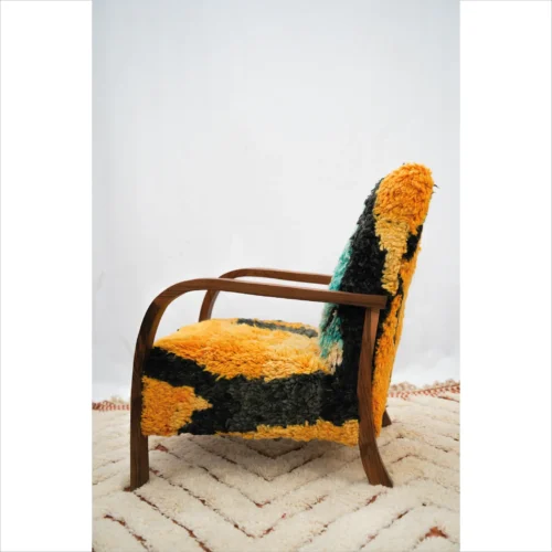 Vivid Yellow and Turquoise Handwoven Armchair