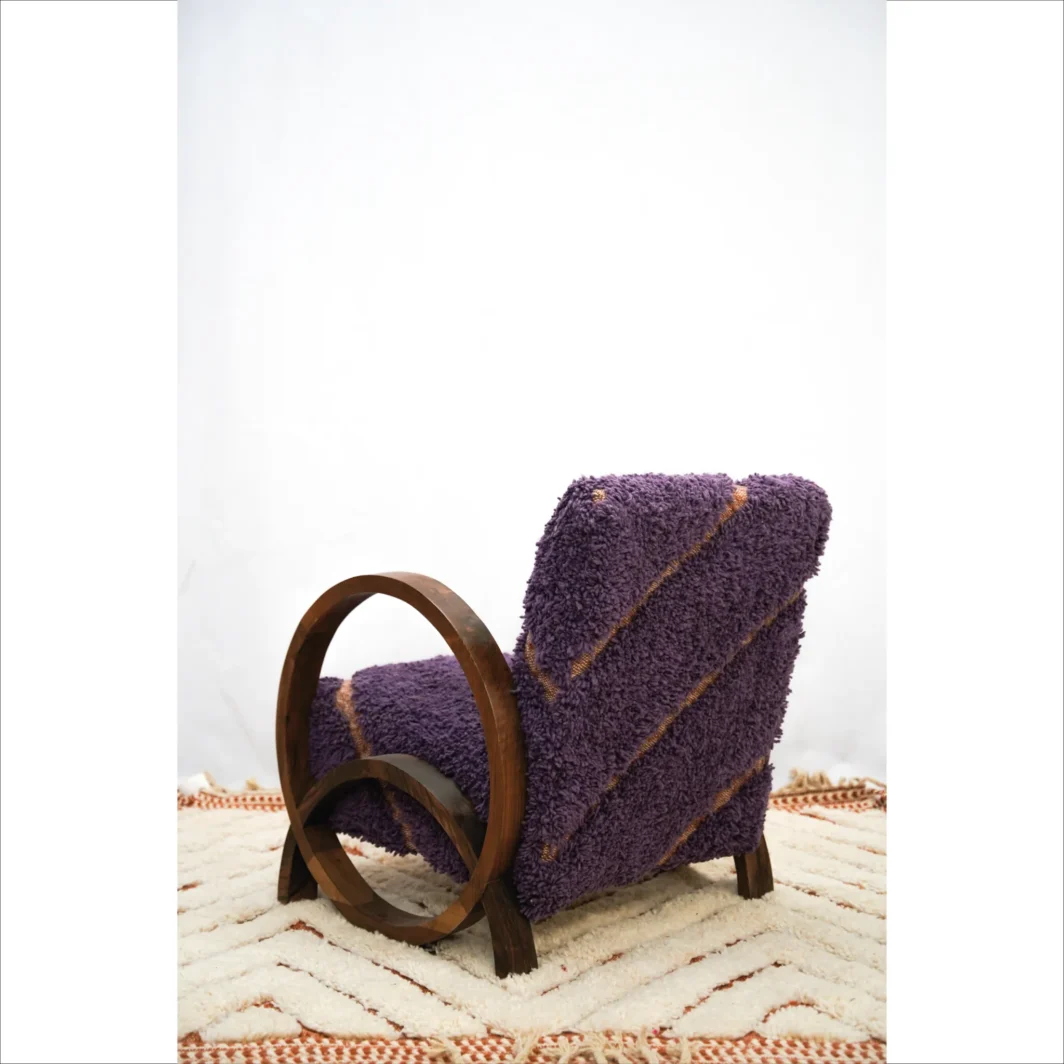 Silla de salón marroquí Vintage Purple Boucle - Comodidad y estilo hechos a mano