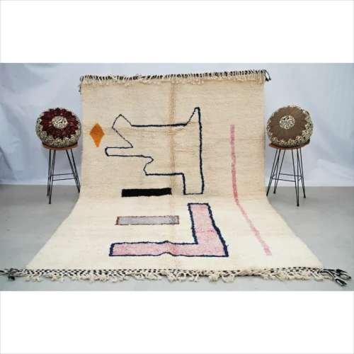 Handwoven Moroccan Rug with Elegant Heart Motif