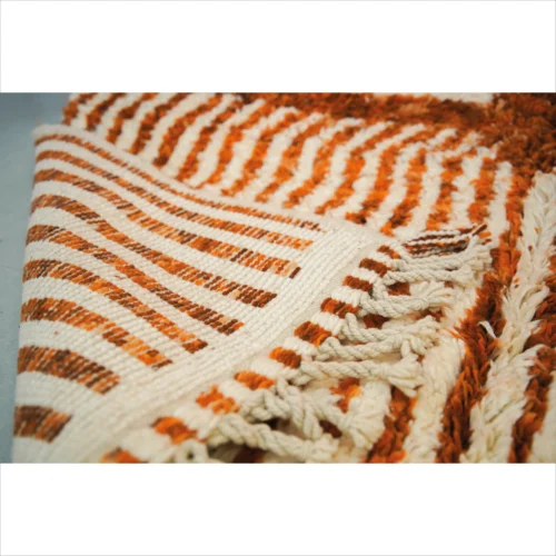 Handwoven Moroccan Wool Rug - Radiant Orange Stripes