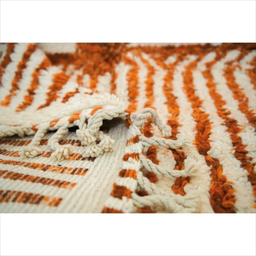 Handwoven Moroccan Wool Rug - Radiant Orange Stripes