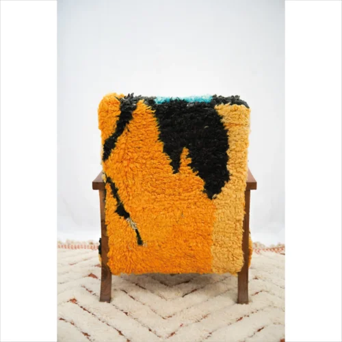 Vivid Yellow and Turquoise Handwoven Armchair
