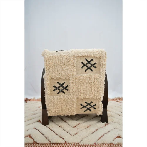 Vintage-Inspired Berber Armchair with Geometric Tufted Fabric