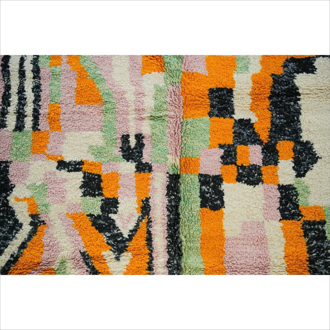 Tapis marocain en laine à motifs abstraits multicolores