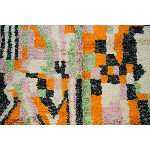 Vibrant Moroccan Wool Rug with Multicolor Abstract Design
