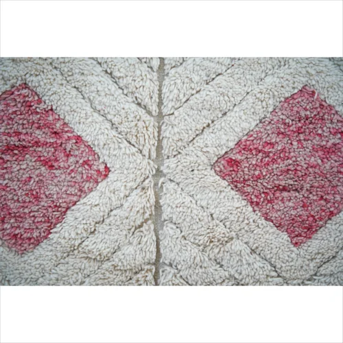 Handwoven Moroccan Wool Rug – Cream with Subtle Pink Accents