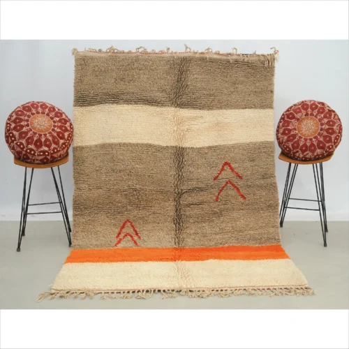 Elegant Moroccan Wool Rug with Earthy Accents