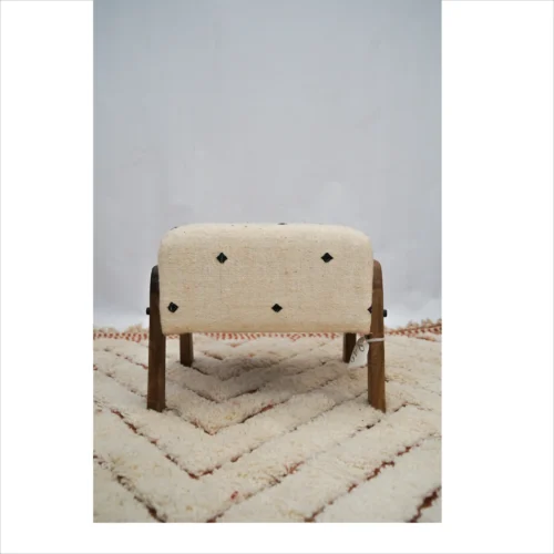 Authentic Moroccan Berber Chair with Handwoven Wool Upholstery